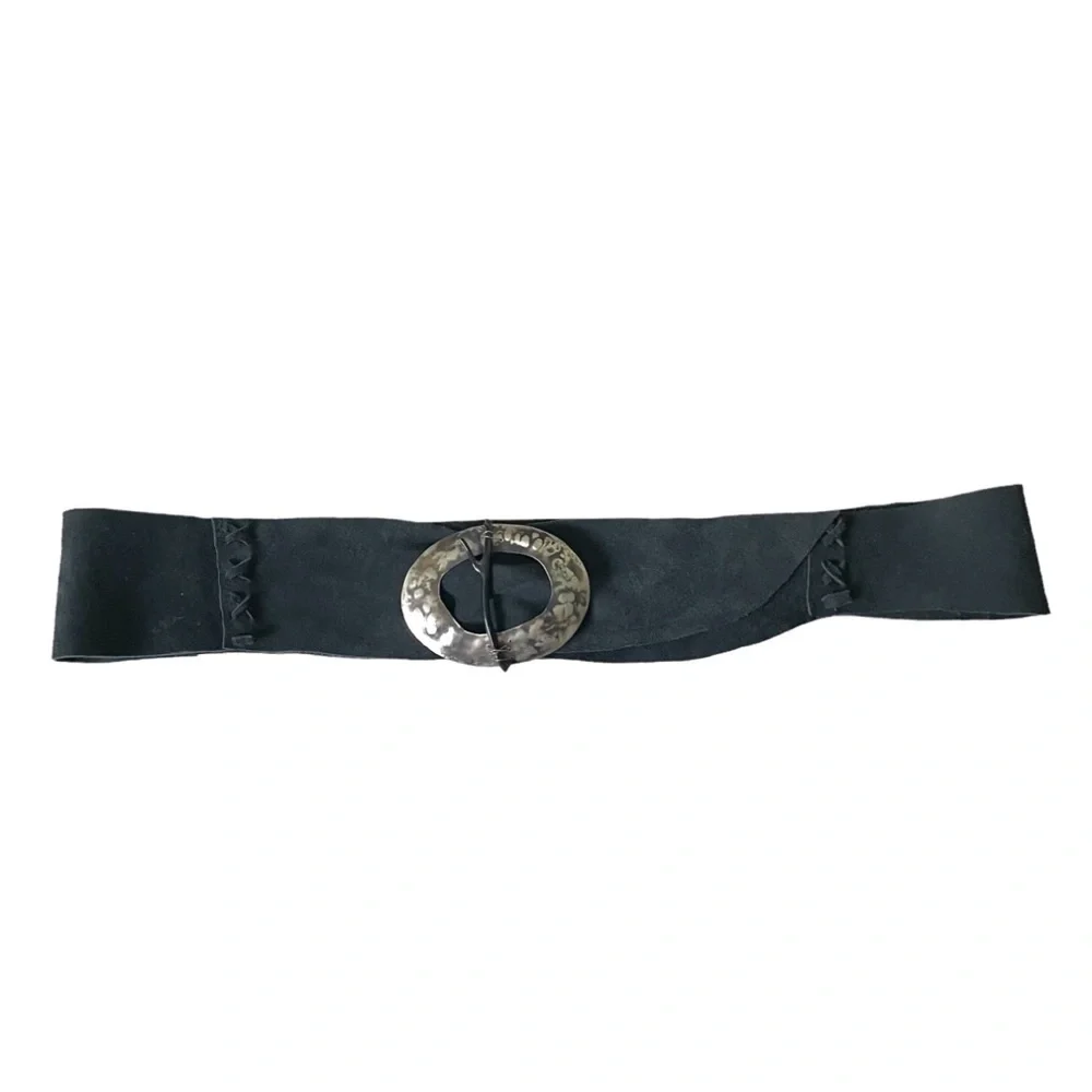 Handmade Black Suede Belt One Size